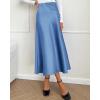 imageBTFBM 2025 Women Summer Spring Long Satin Skirt Silk Elegant High Waist Cocktail Party Wedding Flowy ALine Midi SkirtsSolid Blue