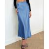 imageBTFBM 2025 Women Summer Spring Long Satin Skirt Silk Elegant High Waist Cocktail Party Wedding Flowy ALine Midi SkirtsSolid Blue