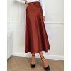 imageBTFBM 2025 Women Summer Spring Long Satin Skirt Silk Elegant High Waist Cocktail Party Wedding Flowy ALine Midi SkirtsSolid Brown