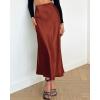 imageBTFBM 2025 Women Summer Spring Long Satin Skirt Silk Elegant High Waist Cocktail Party Wedding Flowy ALine Midi SkirtsSolid Brown