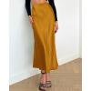 imageBTFBM 2025 Women Summer Spring Long Satin Skirt Silk Elegant High Waist Cocktail Party Wedding Flowy ALine Midi SkirtsSolid Brown Yellow