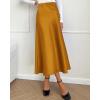 imageBTFBM 2025 Women Summer Spring Long Satin Skirt Silk Elegant High Waist Cocktail Party Wedding Flowy ALine Midi SkirtsSolid Brown Yellow