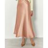 imageBTFBM 2025 Women Summer Spring Long Satin Skirt Silk Elegant High Waist Cocktail Party Wedding Flowy ALine Midi SkirtsSolid Champagne