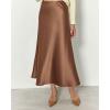 imageBTFBM 2025 Women Summer Spring Long Satin Skirt Silk Elegant High Waist Cocktail Party Wedding Flowy ALine Midi SkirtsSolid Coffee
