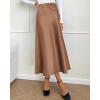 imageBTFBM 2025 Women Summer Spring Long Satin Skirt Silk Elegant High Waist Cocktail Party Wedding Flowy ALine Midi SkirtsSolid Coffee