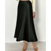 imageBTFBM 2025 Women Summer Spring Long Satin Skirt Silk Elegant High Waist Cocktail Party Wedding Flowy ALine Midi SkirtsSolid Dark Army Green