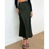 imageBTFBM 2025 Women Summer Spring Long Satin Skirt Silk Elegant High Waist Cocktail Party Wedding Flowy ALine Midi SkirtsSolid Dark Army Green