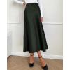 imageBTFBM 2025 Women Summer Spring Long Satin Skirt Silk Elegant High Waist Cocktail Party Wedding Flowy ALine Midi SkirtsSolid Dark Army Green