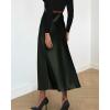 imageBTFBM 2025 Women Summer Spring Long Satin Skirt Silk Elegant High Waist Cocktail Party Wedding Flowy ALine Midi SkirtsSolid Dark Army Green