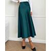imageBTFBM 2025 Women Summer Spring Long Satin Skirt Silk Elegant High Waist Cocktail Party Wedding Flowy ALine Midi SkirtsSolid Dark Blue