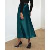 imageBTFBM 2025 Women Summer Spring Long Satin Skirt Silk Elegant High Waist Cocktail Party Wedding Flowy ALine Midi SkirtsSolid Dark Blue