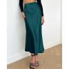 imageBTFBM 2025 Women Summer Spring Long Satin Skirt Silk Elegant High Waist Cocktail Party Wedding Flowy ALine Midi SkirtsSolid Dark Blue