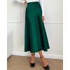 imageBTFBM 2025 Women Summer Spring Long Satin Skirt Silk Elegant High Waist Cocktail Party Wedding Flowy ALine Midi SkirtsSolid Dark Green