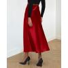 imageBTFBM 2025 Women Summer Spring Long Satin Skirt Silk Elegant High Waist Cocktail Party Wedding Flowy ALine Midi SkirtsSolid Dark Red
