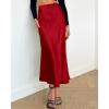 imageBTFBM 2025 Women Summer Spring Long Satin Skirt Silk Elegant High Waist Cocktail Party Wedding Flowy ALine Midi SkirtsSolid Dark Red