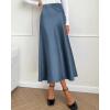 imageBTFBM 2025 Women Summer Spring Long Satin Skirt Silk Elegant High Waist Cocktail Party Wedding Flowy ALine Midi SkirtsSolid Grey Blue