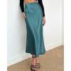 imageBTFBM 2025 Women Summer Spring Long Satin Skirt Silk Elegant High Waist Cocktail Party Wedding Flowy ALine Midi SkirtsSolid Lake Blue