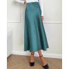 imageBTFBM 2025 Women Summer Spring Long Satin Skirt Silk Elegant High Waist Cocktail Party Wedding Flowy ALine Midi SkirtsSolid Lake Blue