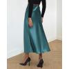 imageBTFBM 2025 Women Summer Spring Long Satin Skirt Silk Elegant High Waist Cocktail Party Wedding Flowy ALine Midi SkirtsSolid Lake Blue