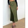 imageBTFBM 2025 Women Summer Spring Long Satin Skirt Silk Elegant High Waist Cocktail Party Wedding Flowy ALine Midi SkirtsSolid Light Army Green