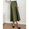 imageBTFBM 2025 Women Summer Spring Long Satin Skirt Silk Elegant High Waist Cocktail Party Wedding Flowy ALine Midi SkirtsSolid Light Army Green
