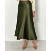 imageBTFBM 2025 Women Summer Spring Long Satin Skirt Silk Elegant High Waist Cocktail Party Wedding Flowy ALine Midi SkirtsSolid Light Army Green