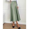 imageBTFBM 2025 Women Summer Spring Long Satin Skirt Silk Elegant High Waist Cocktail Party Wedding Flowy ALine Midi SkirtsSolid Light Green
