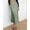 imageBTFBM 2025 Women Summer Spring Long Satin Skirt Silk Elegant High Waist Cocktail Party Wedding Flowy ALine Midi SkirtsSolid Light Green