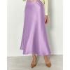imageBTFBM 2025 Women Summer Spring Long Satin Skirt Silk Elegant High Waist Cocktail Party Wedding Flowy ALine Midi SkirtsSolid Light Purple