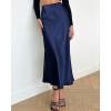 imageBTFBM 2025 Women Summer Spring Long Satin Skirt Silk Elegant High Waist Cocktail Party Wedding Flowy ALine Midi SkirtsSolid Navy