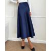 imageBTFBM 2025 Women Summer Spring Long Satin Skirt Silk Elegant High Waist Cocktail Party Wedding Flowy ALine Midi SkirtsSolid Navy
