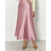 imageBTFBM 2025 Women Summer Spring Long Satin Skirt Silk Elegant High Waist Cocktail Party Wedding Flowy ALine Midi SkirtsSolid Pink