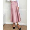 imageBTFBM 2025 Women Summer Spring Long Satin Skirt Silk Elegant High Waist Cocktail Party Wedding Flowy ALine Midi SkirtsSolid Pink