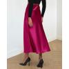 imageBTFBM 2025 Women Summer Spring Long Satin Skirt Silk Elegant High Waist Cocktail Party Wedding Flowy ALine Midi SkirtsSolid Rose Red