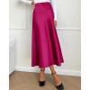 imageBTFBM 2025 Women Summer Spring Long Satin Skirt Silk Elegant High Waist Cocktail Party Wedding Flowy ALine Midi SkirtsSolid Rose Red