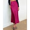 imageBTFBM 2025 Women Summer Spring Long Satin Skirt Silk Elegant High Waist Cocktail Party Wedding Flowy ALine Midi SkirtsSolid Rose Red