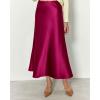 imageBTFBM 2025 Women Summer Spring Long Satin Skirt Silk Elegant High Waist Cocktail Party Wedding Flowy ALine Midi SkirtsSolid Rose Red