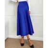 imageBTFBM 2025 Women Summer Spring Long Satin Skirt Silk Elegant High Waist Cocktail Party Wedding Flowy ALine Midi SkirtsSolid Royal Blue