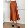 imageBTFBM 2025 Women Summer Spring Long Satin Skirt Silk Elegant High Waist Cocktail Party Wedding Flowy ALine Midi SkirtsSolid Rust Red