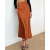 imageBTFBM 2025 Women Summer Spring Long Satin Skirt Silk Elegant High Waist Cocktail Party Wedding Flowy ALine Midi SkirtsSolid Rust Red