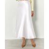 imageBTFBM 2025 Women Summer Spring Long Satin Skirt Silk Elegant High Waist Cocktail Party Wedding Flowy ALine Midi SkirtsSolid White