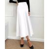 imageBTFBM 2025 Women Summer Spring Long Satin Skirt Silk Elegant High Waist Cocktail Party Wedding Flowy ALine Midi SkirtsSolid White