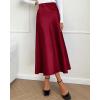 imageBTFBM 2025 Women Summer Spring Long Satin Skirt Silk Elegant High Waist Cocktail Party Wedding Flowy ALine Midi SkirtsSolid Wine Red