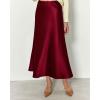 imageBTFBM 2025 Women Summer Spring Long Satin Skirt Silk Elegant High Waist Cocktail Party Wedding Flowy ALine Midi SkirtsSolid Wine Red