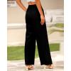 imageBTFBM Women High Waist Palazzo Pants Casual Wide Leg Trousers Button Down Loose Work Office Business Suit Pant PocketsSolid Black
