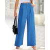 imageBTFBM Women High Waist Palazzo Pants Casual Wide Leg Trousers Button Down Loose Work Office Business Suit Pant PocketsSolid Blue