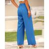 imageBTFBM Women High Waist Palazzo Pants Casual Wide Leg Trousers Button Down Loose Work Office Business Suit Pant PocketsSolid Blue