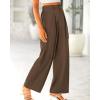 imageBTFBM Women High Waist Palazzo Pants Casual Wide Leg Trousers Button Down Loose Work Office Business Suit Pant PocketsSolid Coffee