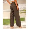 imageBTFBM Women High Waist Palazzo Pants Casual Wide Leg Trousers Button Down Loose Work Office Business Suit Pant PocketsSolid Coffee