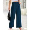 imageBTFBM Women High Waist Palazzo Pants Casual Wide Leg Trousers Button Down Loose Work Office Business Suit Pant PocketsSolid Dark Blue